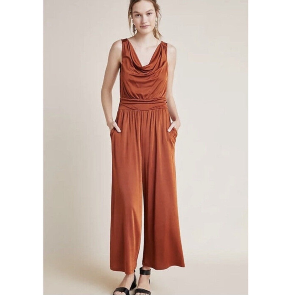 Anthropologie Maeve Enchantment Wide Leg Jumpsuit Bronze XS